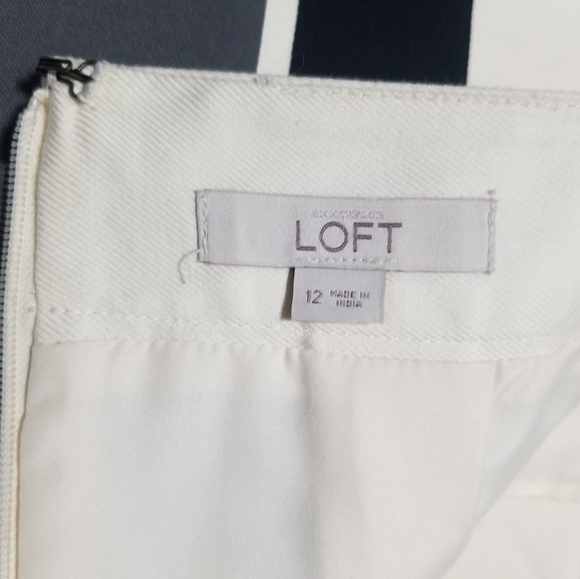 LOFT Pleated White, Grey and Black Midi Skirt Size 12 - Picture 8 of 9